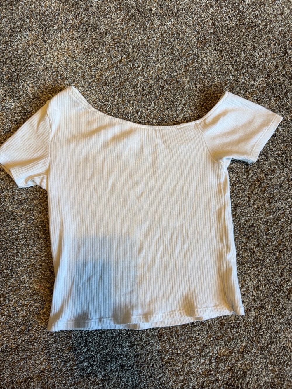 Zara White Ribbed Scoop Neck Crop Top